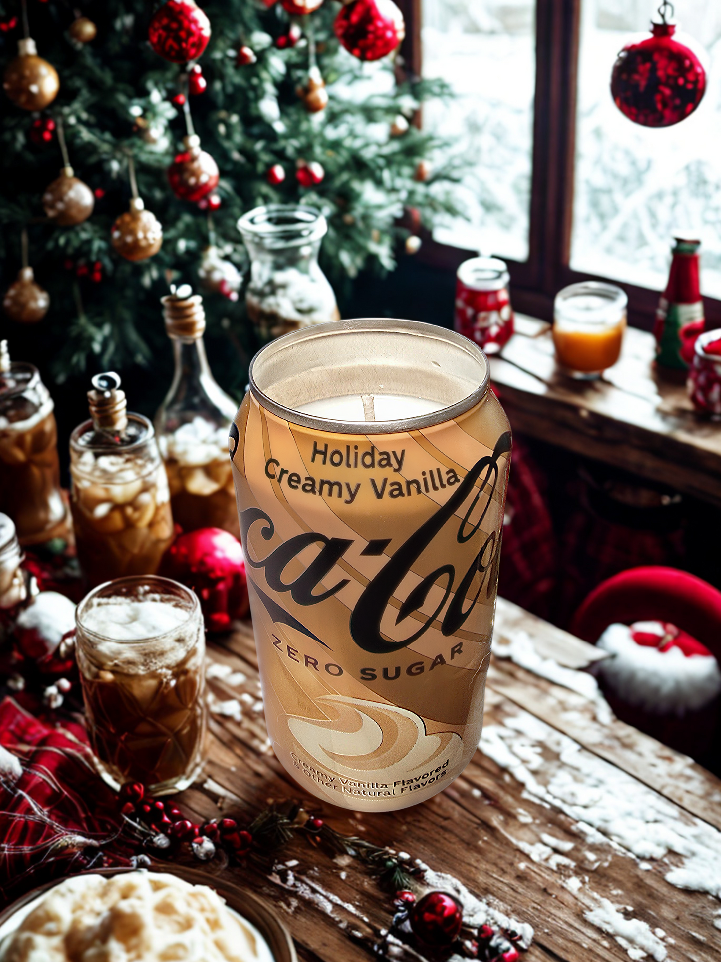 Holiday Creamy Vanilla Candle • Cinnamon Spice Soy Candle • Coke Zero Up-cycled Can Candle