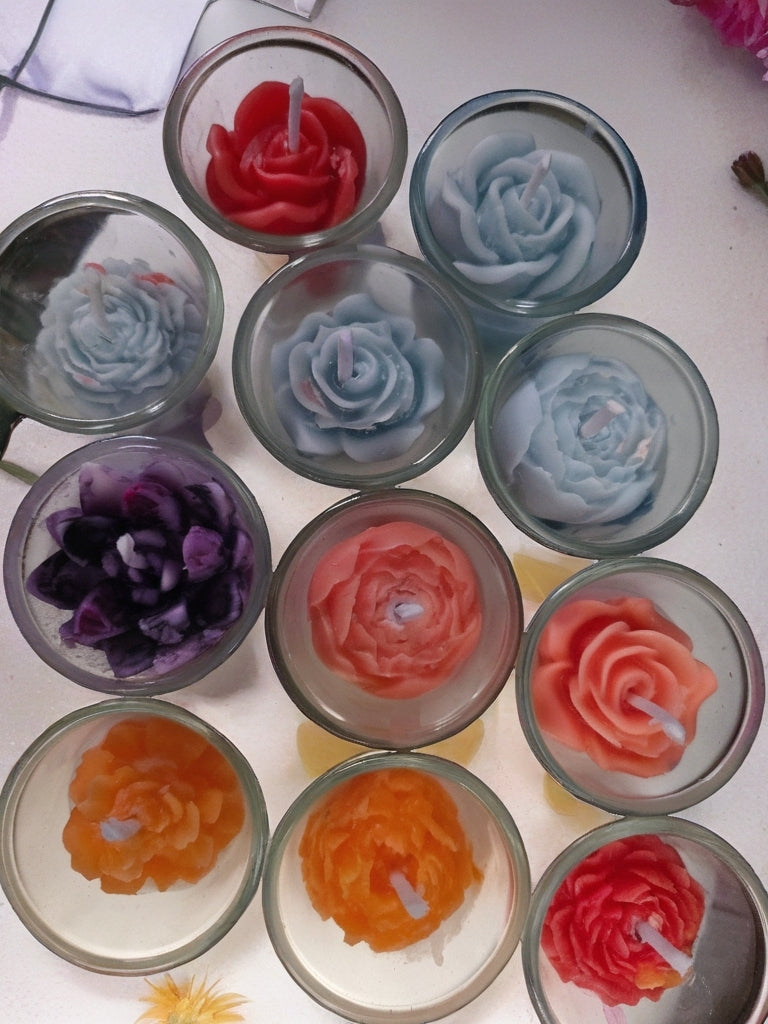 Tiny Toasts of Flowers Shot Glass Candles