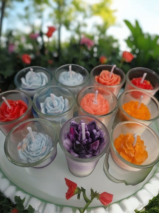 Tiny Toasts of Flowers Shot Glass Candles