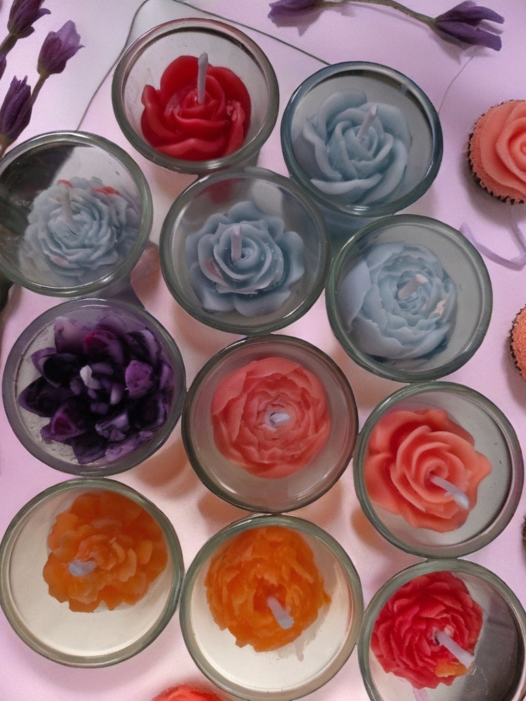 Tiny Toasts of Flowers Shot Glass Candles