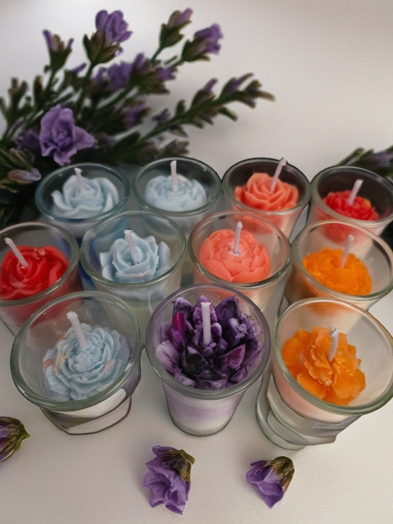 Tiny Toasts of Flowers Shot Glass Candles